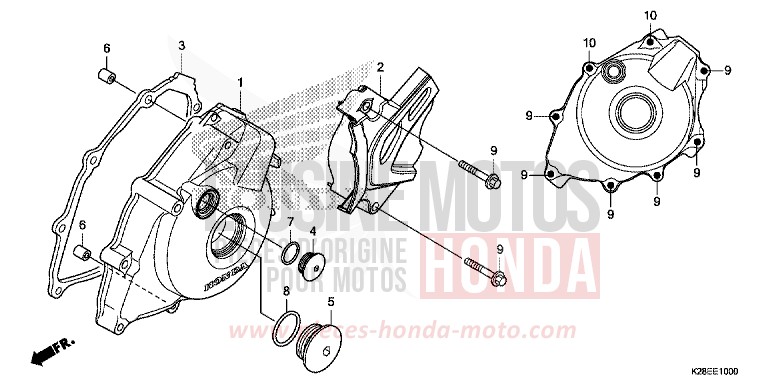 PANNEAU CARTER-MOTEUR G. de CRF125F "Petites Roues" EXTREME RED (R292) de 2023